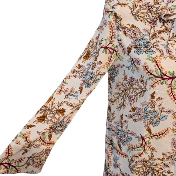 Maje Womens Sz 2 (M) Lixie Floral Botanical Button Ruffle Necktie L/S Blouse Top - Picture 6 of 12